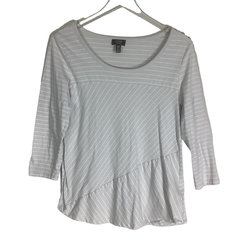 Gray Striped Paneled Career Work‎ Shirt Top